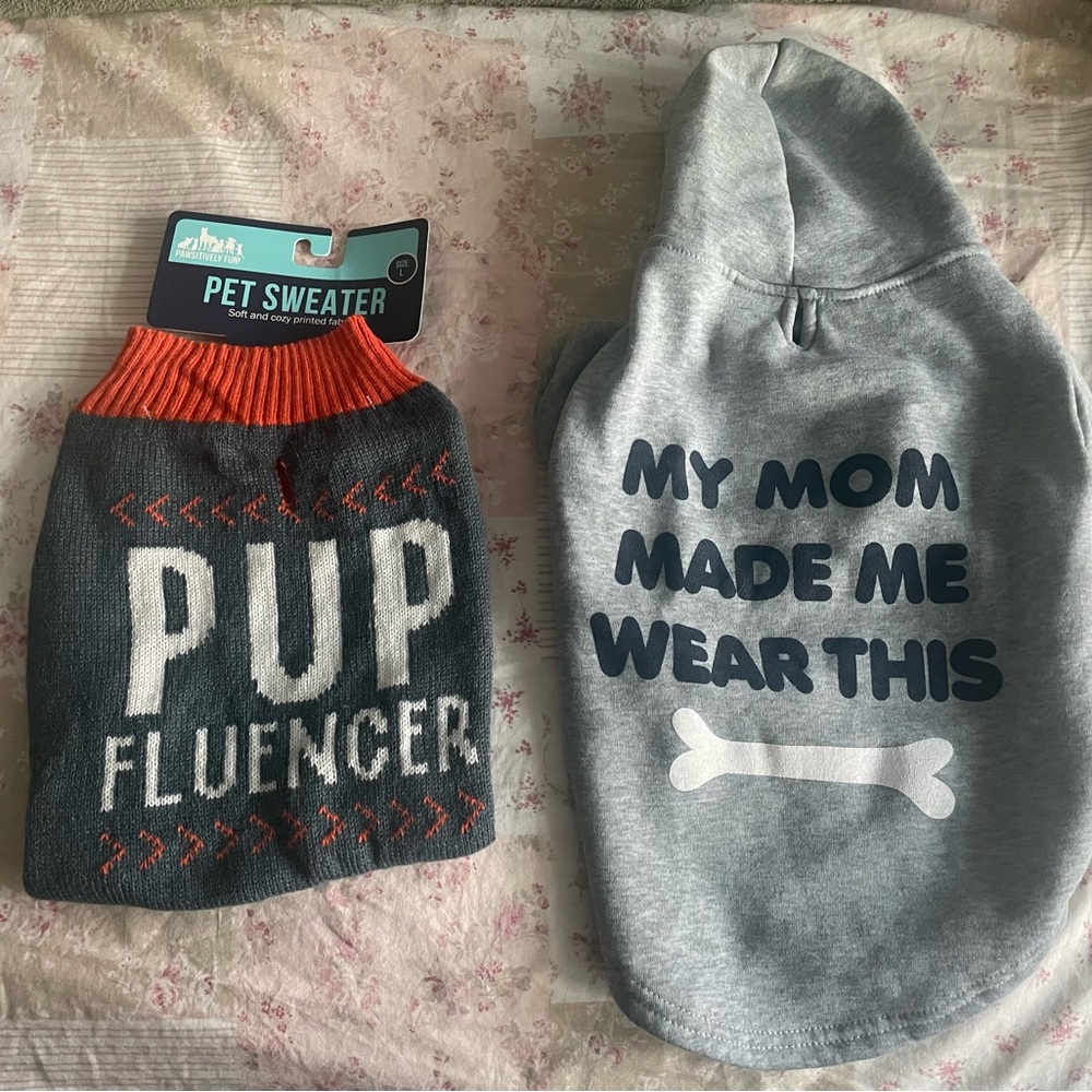 Pet Sweater Set - Gray and Orange